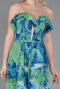 Grünes Muster Abschlusskleid Lang ABU3086