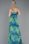 Grünes Muster Abschlusskleid Lang ABU3086