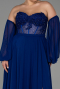 Sächsischblau Abendgarderobe İn Großen Größen Chiffon Lang ABU6142