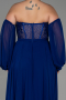 Sächsischblau Abendgarderobe İn Großen Größen Chiffon Lang ABU6142