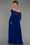 Sächsischblau Abendgarderobe İn Großen Größen Chiffon Lang ABU6142