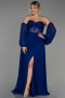 Sächsischblau Abendgarderobe İn Großen Größen Chiffon Lang ABU6142