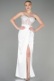 Abendkleid Lang Satin Weiß ABU3312
