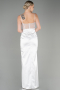 Abendkleid Lang Satin Weiß ABU3312