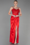 Abendkleid Lang Satin Rot ABU3312