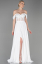 Abendkleid Lang Chiffon Weiß ABU3310