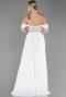 Abendkleid Lang Chiffon Weiß ABU3310