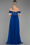Abendkleid Lang Chiffon Sächsischblau ABU3310