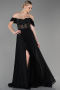 Abendkleid Lang Chiffon Schwarz ABU3310