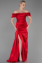 Verlobungskleid Lang Satin Rot ABU1606