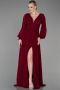 Weinrot Standesamtkleid Chiffon Lang ABU1702