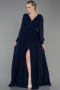 Marineblau Standesamtkleid Chiffon Lang ABU1702