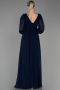 Marineblau Standesamtkleid Chiffon Lang ABU1702