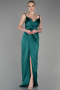 Abendkleid Lang Satin Smaragdgrün ABU564