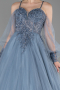 Rauchblau Designer Abendkleid Lang ABU2789