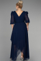 Kleider in Großen Größen Midi Chiffon Marineblau ABK1083