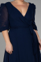 Kleider in Großen Größen Midi Chiffon Marineblau ABK1083
