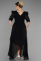 Schwarz Kleider İn Groben Midi Chiffon ABK1083