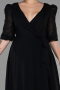 Schwarz Kleider İn Groben Midi Chiffon ABK1083