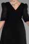 Schwarz Kleider İn Groben Midi Chiffon ABK1083