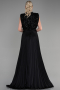 Schwarz Abendkleid Lang ABU3326