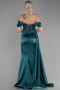 Abendkleid Lang Satin Smaragdgrün ABU6140