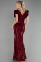 Abendkleid im Meerjungfrau-Stil Lang Weinrot ABU1481