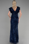 Abendkleid im Meerjungfrau-Stil Lang Marineblau ABU1481