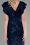 Abendkleid im Meerjungfrau-Stil Lang Marineblau ABU1481