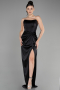 Abschlusskleid Lang Satin Schwarz ABU3474