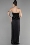 Abschlusskleid Lang Satin Schwarz ABU3474