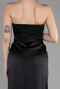 Abschlusskleid Lang Satin Schwarz ABU3474