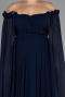 Kleider in Großen Größen Lang Chiffon Marineblau ABU3464