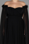 Kleider in Großen Größen Lang Chiffon Schwarz ABU3464