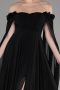 Standesamtkleid Lang Chiffon Schwarz ABU3462
