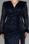 Kleider in Großen Größen Lang Schuppig Marineblau ABU3505