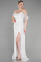 Abendkleid Lang Schuppig Weiß ABU3577