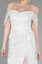 Abendkleid Lang Schuppig Weiß ABU3577