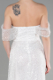Abendkleid Lang Schuppig Weiß ABU3577