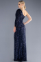 Abendkleid im Meerjungfrau-Stil Lang Marineblau ABU3667