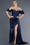 Abendkleid Lang Satin Marineblau ABU2661