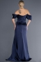 Abendkleid Lang Satin Marineblau ABU2661