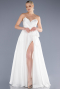 Abendkleid Lang Satin Weiß ABU3674