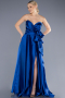 Abendkleid Lang Satin Sächsischblau ABU3674