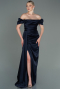 Verlobungskleid Satin Lang Marineblau ABU1606
