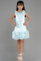 Abendkleid für Kinder Kurz Satin Minzgrün ABK1994