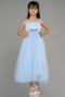 Eisblau Abendkleid Für Kinder Lang ABU3031