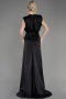 Schwarz Abendkleid Satin Lang ABU2133