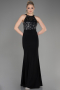 Abendkleid im Meerjungfrau-Stil Lang Schwarz-Silber ABU608