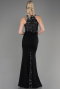 Abendkleid im Meerjungfrau-Stil Lang Schwarz-Silber ABU608